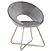 Duhome Modern Velvet Accent Chairs Upholstered Vanity Chairs Make-up Stool Home Office Guest Reception Chair Arm Leisure Chairs Dining Chair with Golden Legs Mid-Back for Living Room 1 pcs Grey