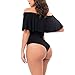 Antopmen Women's Ruffles Off Shoulder Sleeveless Bodysuit Leotards (Medium, Black)
