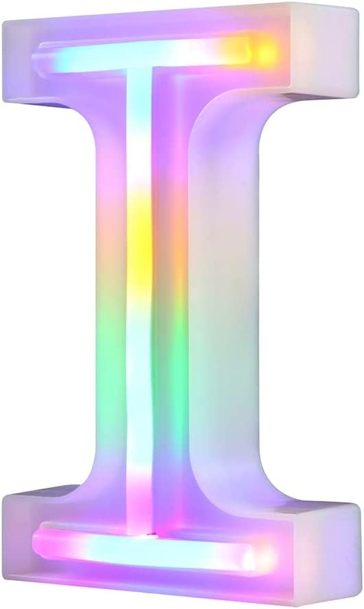 Nordstylee LED Letter Lights, Night Lights for Wall, Birthday Party, Christmas, Wedding Decoration, Colorful Letters (I)