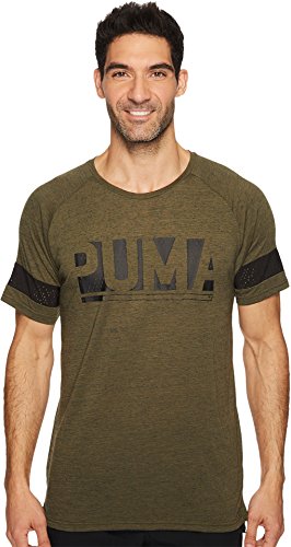 PUMA  Men's Raglan Energy Tee Olive Night Heather T-Shirt