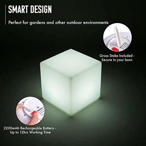 INNOKA 15.8-Inch Extra Large LED Cube Light, IP65 Waterproof Cordless & Rechargeable Decorative Dimmable Mood Lamp Remote Control [16 RGB Color Changing] [4 Lighting Effects] for Pool, Outdoor, Party - Thumbnail 5