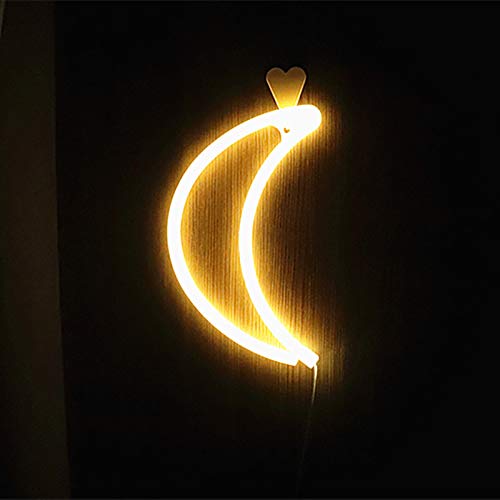Luces de neón de luna, luces de noche de luna LED, luces de neón de luna, luces de carga USB, utilizadas para artículos de fiesta, decoración de habitaciones (amarillo)