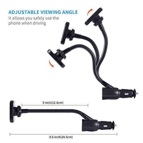 SOAIY 3-in-1 Cigarette Lighter Magnet Car Mount + Car Charger + Voltage Detector,Car Holder Cradle w/Dual USB 3.1A Charger,Display Voltage Current Compitable with iPhone8 X 6s 6 5s Samsung S8 S7 S6