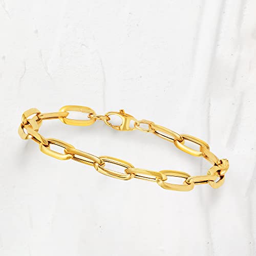 RossSimons Italian 14kt Yellow Gold Paper Clip Link Bracelet. 8 inches