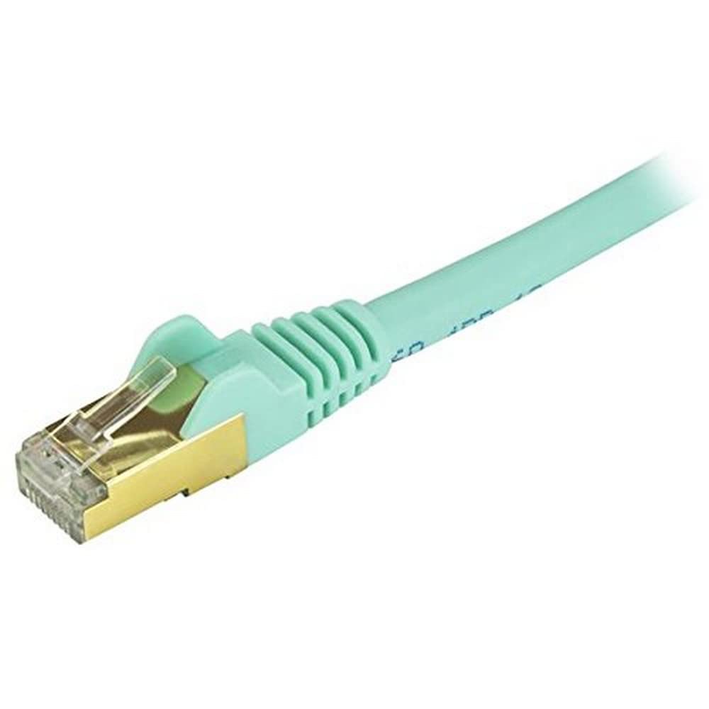 StarTech.com 12ft CAT6a Ethernet Cable - 10 Gigabit Shielded Snagless RJ45 100W PoE Patch Cord - 10GbE STP Network Cable w/Strain Relief - Aqua Fluke Tested/Wiring is UL Certified/TIA (C6ASPAT12AQ)