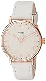 Timex Women's TW2R28300 Southview 37 White/Rose Gold-Tone/Cream Leather Strap Watch