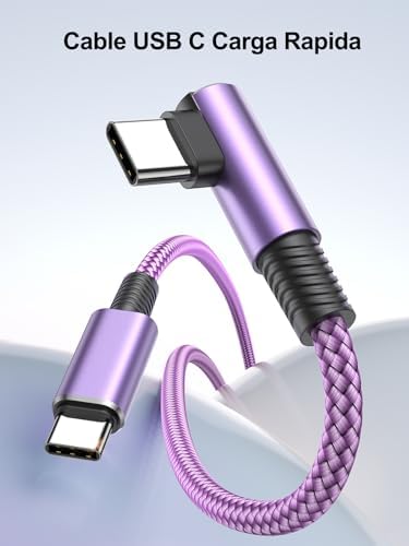 Cabo de carregamento rápido USB C, 3 pacotes 2M USB C para USB C PD3.0 Cabo de nylon USB tipo C 90 graus para iPhone 17 Pro Max Air 16 15, Galaxy S25 S24, iPad, MacBook, Pixel 10 9