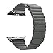 RUOQINI Compatible with Apple Watch Band 44mm [Series 4] 42mm [Series 3/2/1],Strong Magnetic Closure Leather Loop Replacement Starp Compatible for iWatch,Gray,L