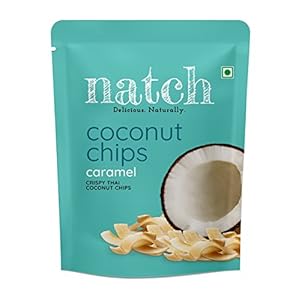 Natch Coconut Chips, Delicious Bites Rich in Fibre – (Caramel), 5 x 40 g