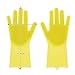 Marsoul MS-00036 123, Magic Saksak Gloves Wash ScrubberHeat Resistant Reusable Brush Silicone Scrubber for Cleaning, Household, Dish, Medium, Yellow
