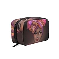 Makeup Bag Portable Travel Cosmetic Train Case African American Woman Toiletry Bag Organizer Accessories Case Tools Case for Beauty Women