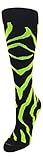 TCK Zebra Stripe Socks (Black/Electric Green, Medium)