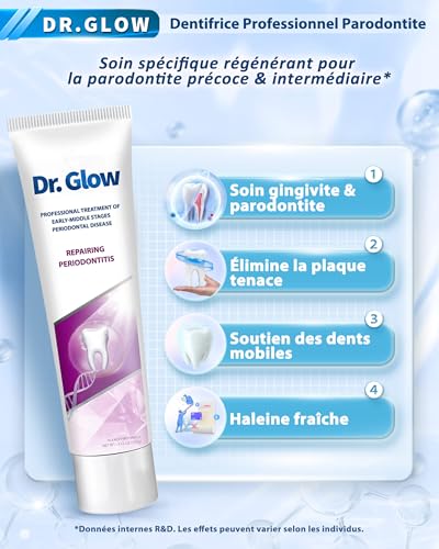 Dr. Glow Toothpaste Repair for Retracted and Sensitive Gums, Gingivitis and Periodontitis, Bleeding Gum Care, Protection, Fluoride Free 100g
