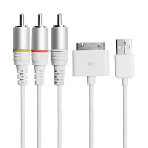 Fivetech US Composite Video to tv-RCA Cable USB for Apple iPad 1 iPhone iPod