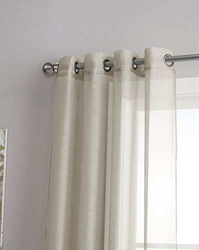 Warm Home Designs Pair of 2 Short Size 54" (Width) x 63" (Length) Beige (Light Taupe) Sheer Window Curtains. 2 Elegant Voile Panel Drapes are 108 Inch Wide Total - K Beige 63" - Thumbnail 2