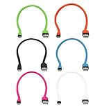 dCables Bendy & Durable Short Micro USB Charging Cable - 15 Inch - 6 Pack Rainbow + B&W