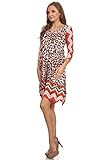 ColorMC Women's Plus Size Paisley Print Asymmetric Hem Sleeve Shift Knit Dress