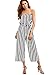 OUMAL Women Strapless Jumpsuits Off Shoulder Cute Striped Wide Leg Backless Summer Jumpsuits Black-White