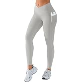 BRXL No Front Seam Leggings for Women Soft V Cross Mid Rise Workout Athletic Gym Lightweight Yoga Pants with Pockets Spandex