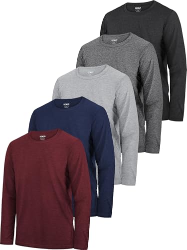 HXP 5 Pack Boys Long Sleeve Shirts Youth Dry Fit Shirts Boys' Activewear Athletic Performance T-Shirts Clothes 6-18 Years