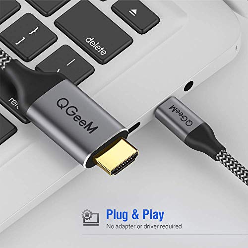 image for USB C to HDMI Cable Adapter,QGeeM 4FT Braided 4K@60Hz Cable Adapter(Th