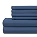 SouthShore FINE LIVING Vilano Springs, 6-Piece, 21-in Extra Deep Pocket, Premium Quality, Easy Care, Shrinkage Free Sheet Set with 1 Flat Sheet, 1 Fitted Sheet, 4 Pillowcases, Dark Blue, Queen