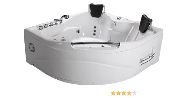 2 Two Person White Massage Whirlpool White Corner Bathtub Tub With Shower Wand