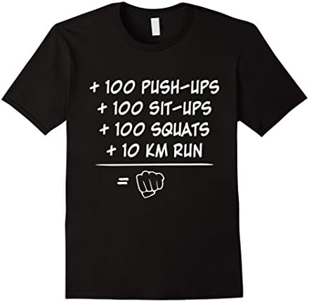 Mens 100 push-ups 100 sit-ups 100 squats 10 km run shirt  Large Black