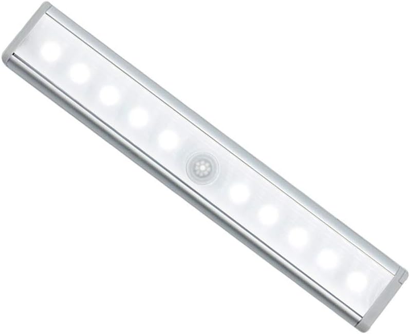 Oisee Under Cabinet Lighting LED Sensor Light Base Cabinet Automatic LED Motion Sensor Battery Night Light with Magnet 10 LED Lights for Cabinets or Drawers Stairs Bedroom Kitchen White*1