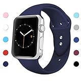 Sport Band for Apple Watch 42mm 38mm, Soft Silicone Sport Strap Replacement Bands for iWatch Apple Watch Series 3, Series 2, Series 1 42mm Midnight Blue Small