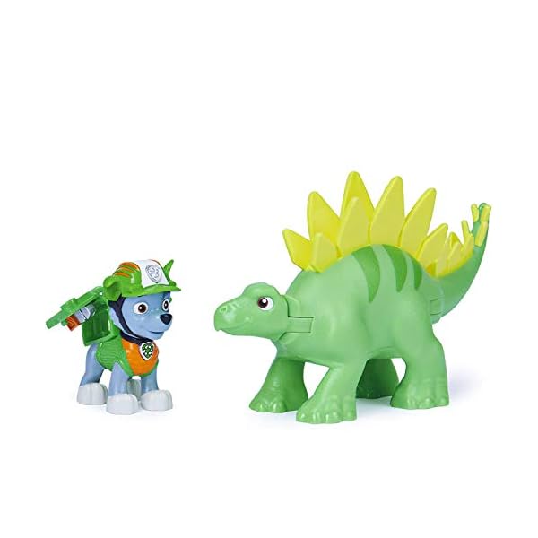 Paw Patrol, Dino Rescue Rocky and Dinosaur Action Figure Set, for Kids Aged 3 and Up