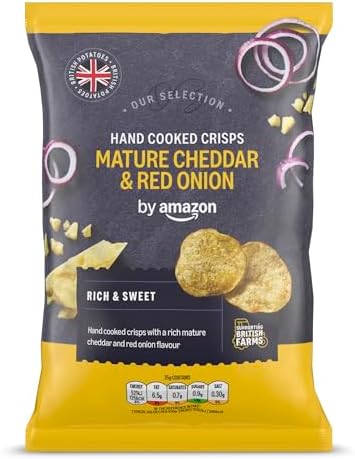 by Amazon Our Selection Hand Cooked Mature Cheddar & Caramelised Onion Crisps, 150g