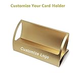 Chirs-Wang Lightweight Q Shape Aluminium Alloy Business Name Card Holder/Organizer/Container/Display for Desktop Collection - Free Laser Engraving Customized Logo - Best Gift Idea(Gold)