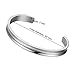 WUSUANED Hair Tie Bracelet Stainless Steel Grooved Cuff Bangle Gift for her (Silver)