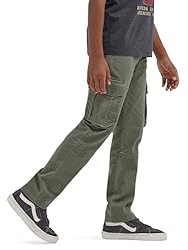 Wrangler Authentics Boys' Cargo Pant, Olive, 6 Slim