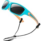 RIVBOS RBK025 Rubber Flexible Kids Polarized Sunglasses Glasses Age 3-10 (Blue)