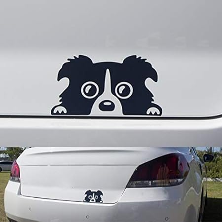 Amazon 140mmx80mm 車のステッカー 犬 ボーダーコリー デカール かわいいポイントシール 自動車 ステッカー ウインドウ 車 ドレスアップ ステッカー デカール 車 バイク