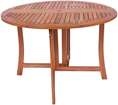 Zen Garden 43 inch Eucalyptus Foldable Deck Table, Natural Wood Finish