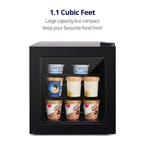 Northair Compact Mini Freezer with Glass Display Door 1.1 Cu Ft with