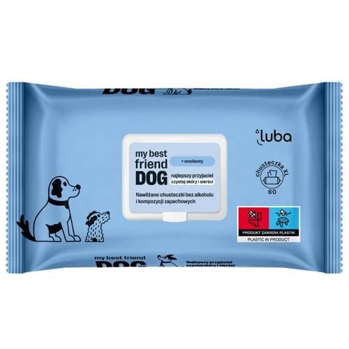 Moisturized wipes for cleansing and protecting your pet's skin and hair LUBA my best friend DOG 60pcs.
