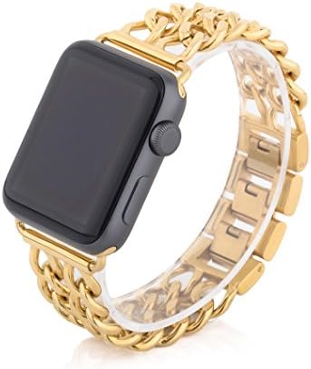 Seraph Gear Stainless Steel Bands for Apple Watch 38mm Series 1, Series 2 iWatch Replacement Wrist Band, Gold (Length Free)