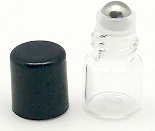 12 1 ml Clear Glass Roller Bottles With Stainless Steel Metal Rollerballs