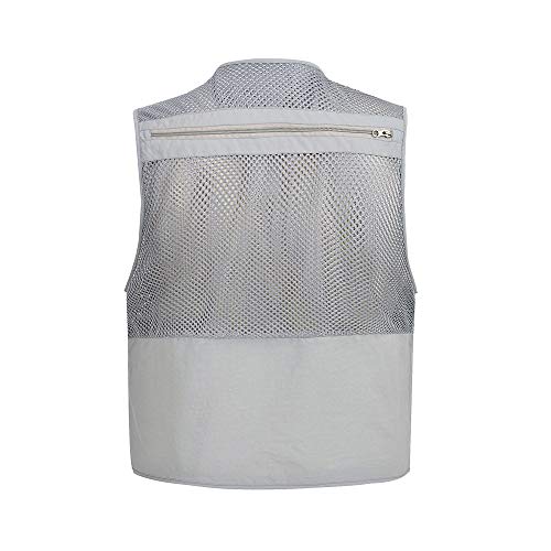 Angel Weste Für Herren,Mens Summer Breathable Mesh Multifunktionale Outdoor Grau Angeljacke Weste Camping Jagd Angeln… – Bild 3