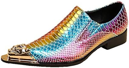 HNM Boots Mens Leather Shoes Cowboy Pointed Metal Toe Snakeskin Effect Colour Smart Evening Party Wedding Size UK 5 6 7 8 9 10