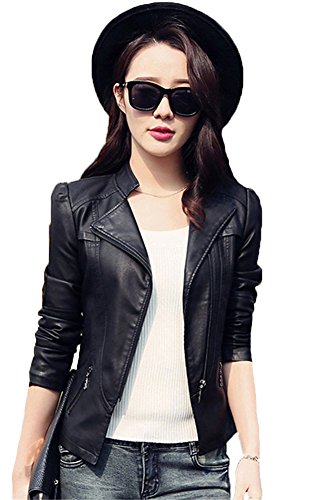 My Wonderful World Women's Pu Leather Zip Moto Bomber Jacket X-Large Black My Wonderful World Women's Pu Leather Zip Moto Bomber Jacket X-Large Black