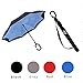 Vitchelo Inverted Umbrella with Hands Free C Handle. Windproof Double Layer Reverse Umbrellas with Fiberglass Ribs & Carbon Fiber Shaft Best for Travel, Golf, Rain & Car Use