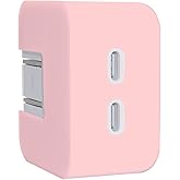 LCMOCICO 35W Dual USB-C Port Soft Silicone Charger Cover for MacBook Air 13.6 15 inch M3 M2 Chip 2024 2023, 35W Dual USB-C Port Power Adapter Protective Case Sleeve, Pink