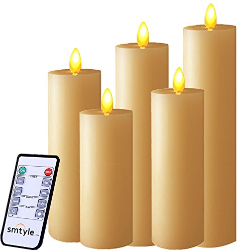 smtyle Real Flame Effect Candles set of 5 Battery Operated with Moving