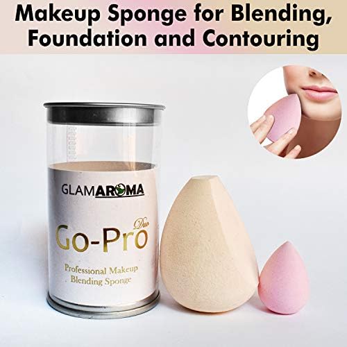 GLAMAROMA Go Pro Makeup Sponge Duo for Blending, Foundation, and Contouring and Mini Perfect Blend for Wet/Dry Use, 2 Pieces