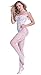 Amstt Women Lingerie Lingerie Fishnet Floral Crotchless Bodystockings Babydoll Bodysuits (White)